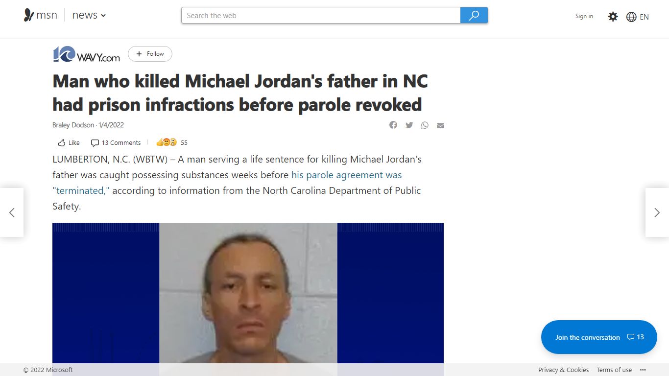 Man who killed Michael Jordan's father in NC had prison ... - MSN